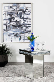 Elora Square Mirrored Accent Side Table Silver Default Title