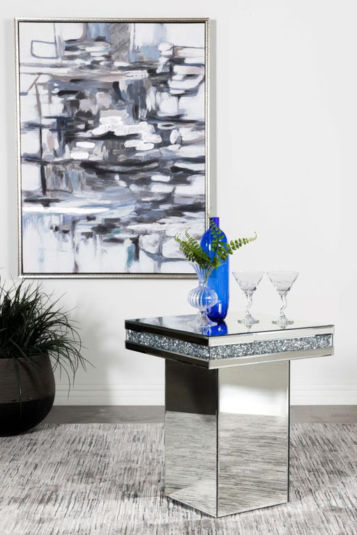 Elora Square Mirrored Accent Side Table Silver Default Title