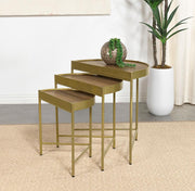 Tristen 3-Piece Demilune Nesting Table Brown and Gold Default Title