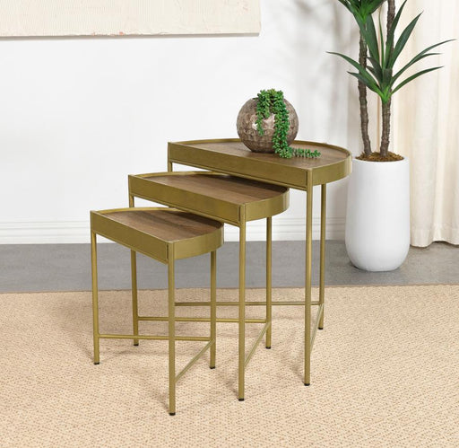 Tristen 3-Piece Demilune Nesting Table Brown and Gold Default Title