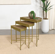 Tristen 3-Piece Demilune Nesting Table Brown and Gold