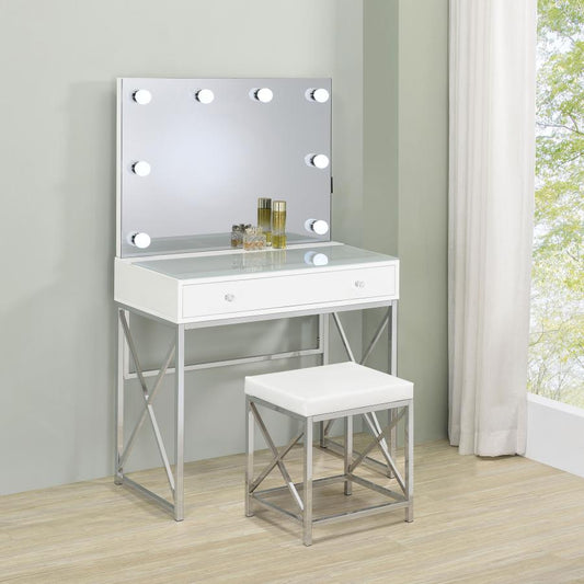 Eliza Vanity Set with Lighting & Stool White and Chrome Default Title