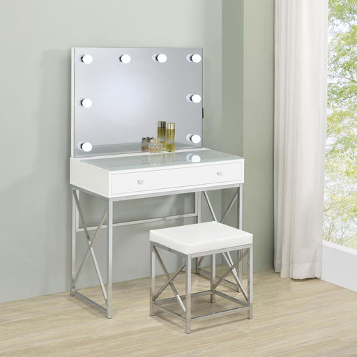Eliza Vanity Set with Lighting & Stool White and Chrome Default Title