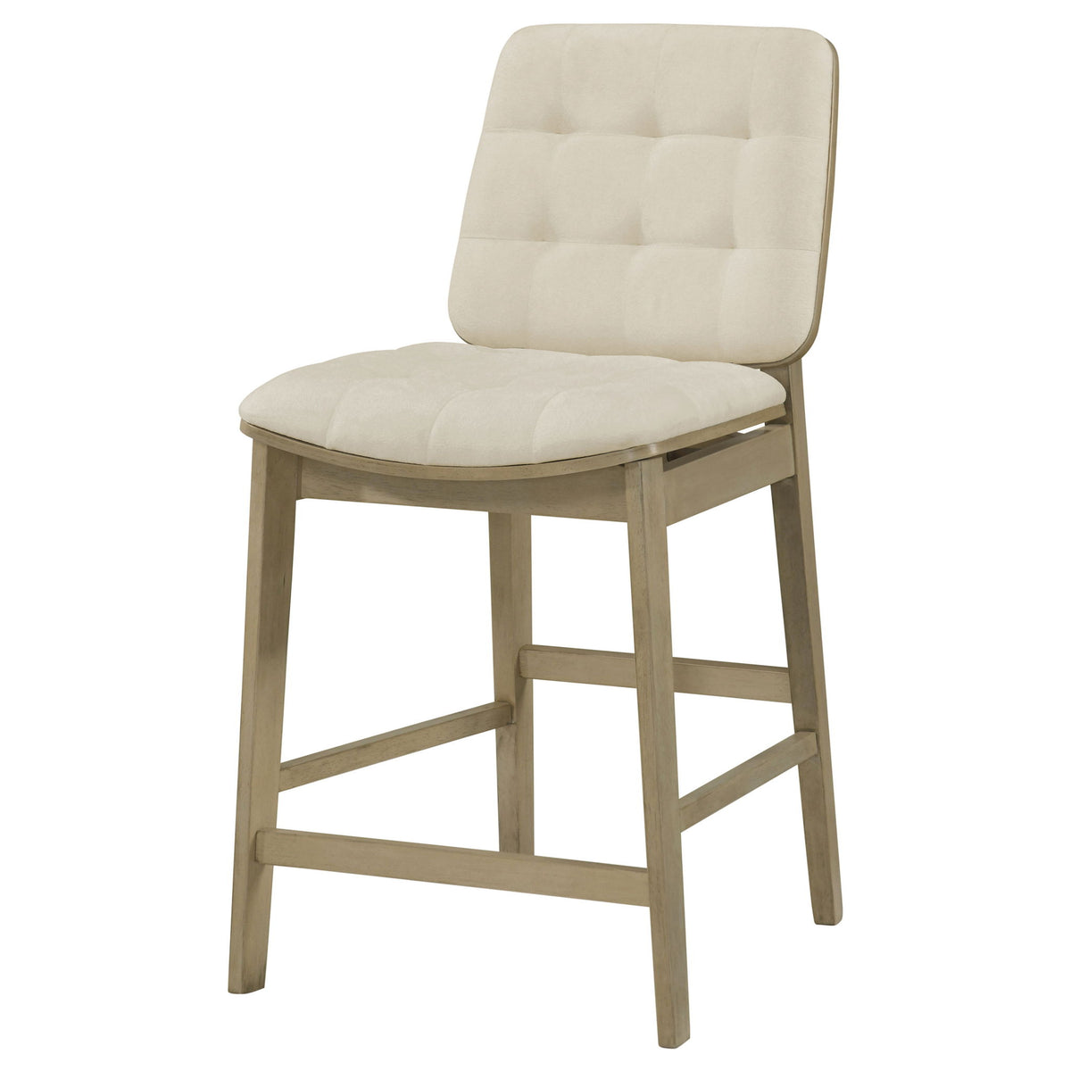 Redbridge Velvet Upholstered Counter Chair Cream and Natural Oak (Set of 2)