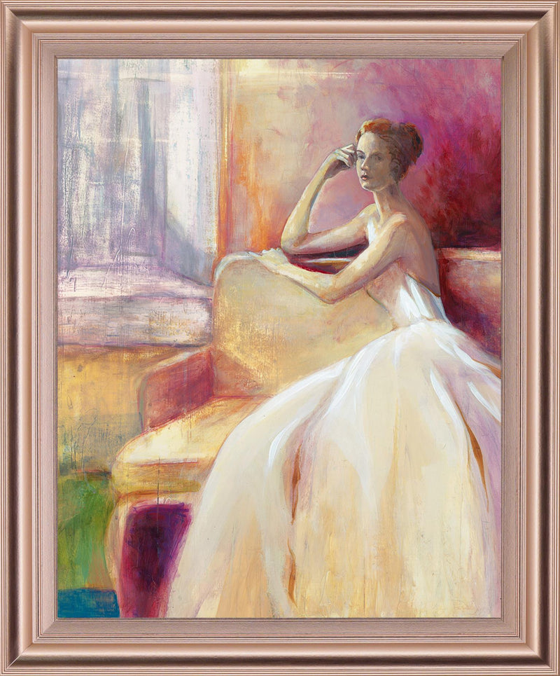 Contemplative Muse - 28" x 34" Framed Wall Art - Beige
