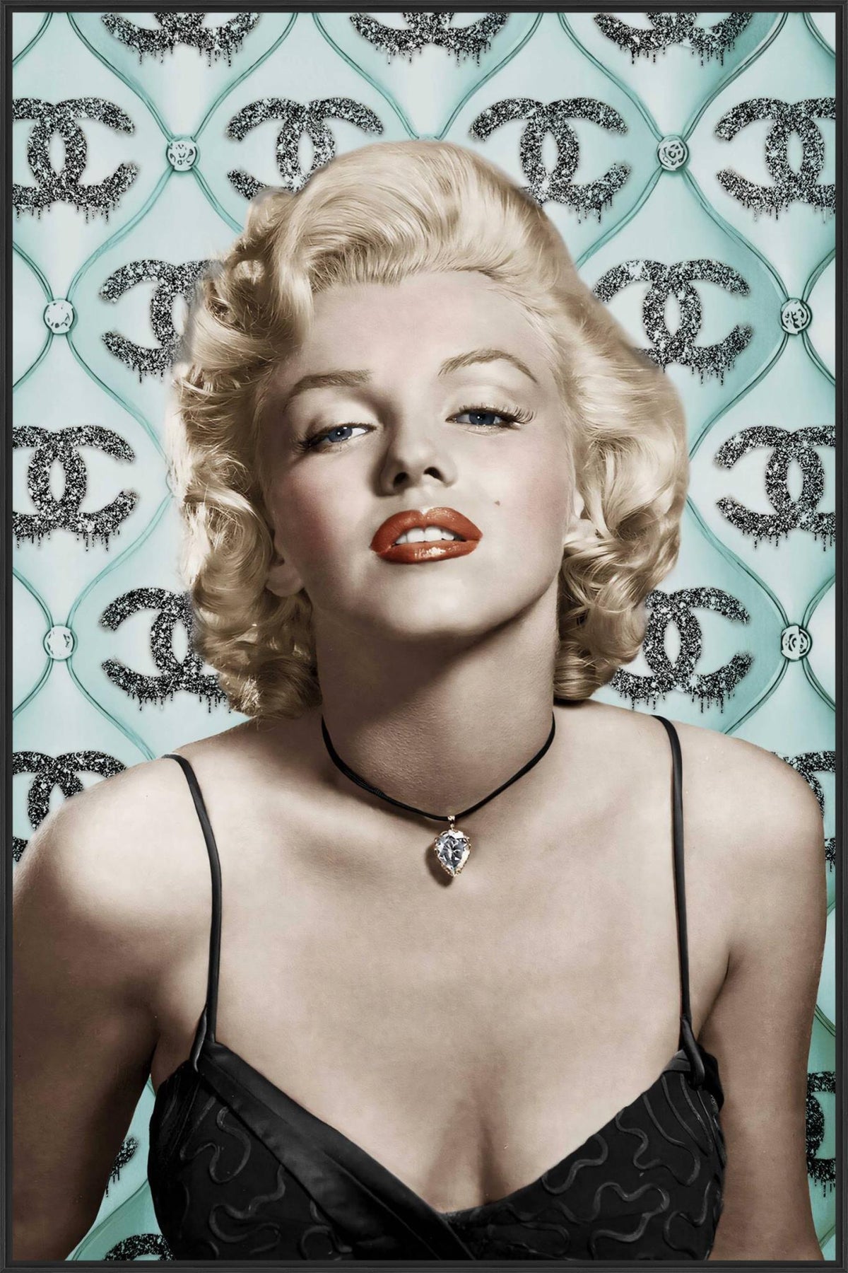 Retro Blonde Allure - 32" x 48" Framed Wall Art - Beige
