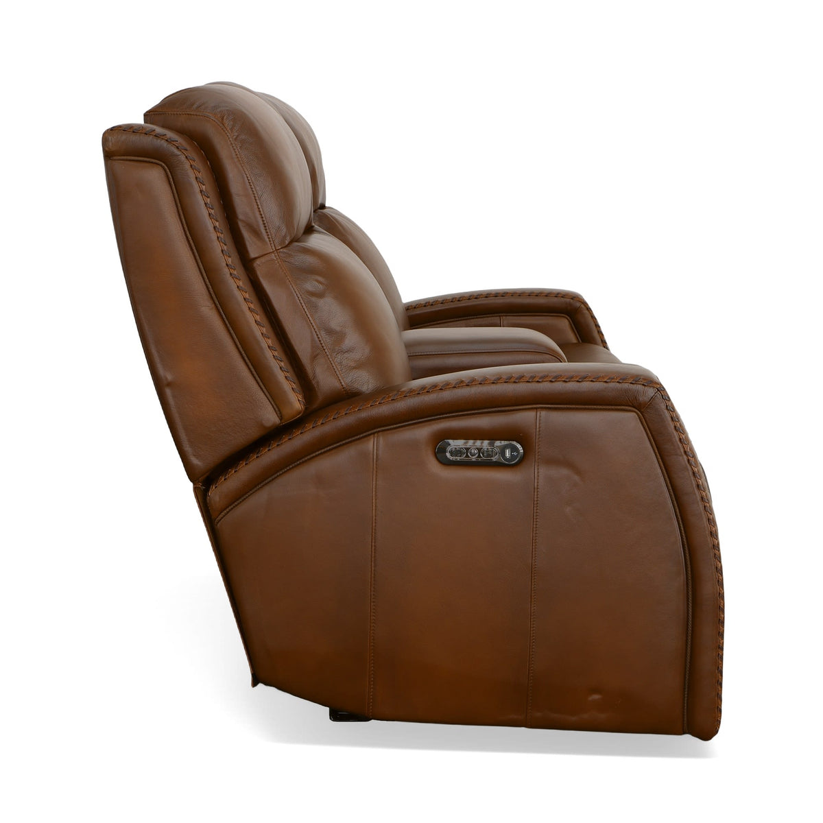 Flexsteel Mustang Power Loveseat with Console with Power Headrest
