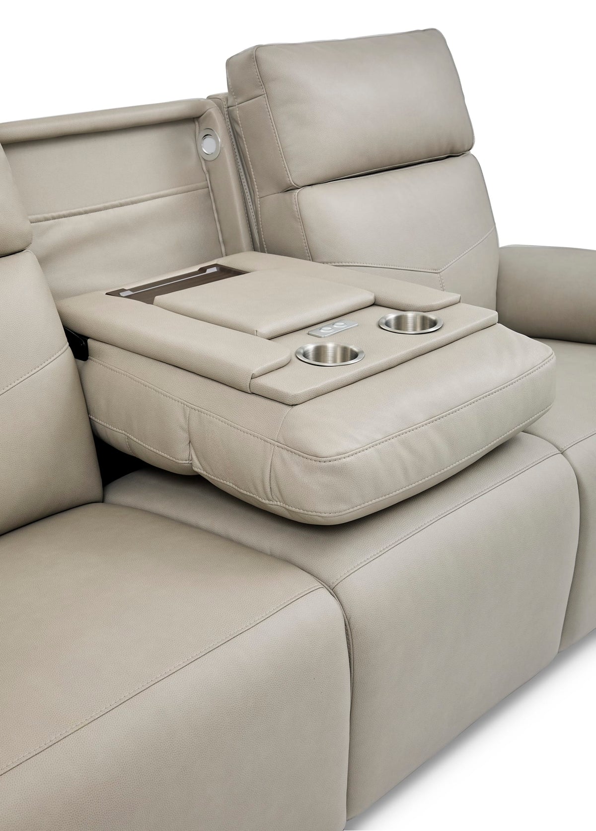 Flexsteel Vernon Power Reclining Sofa with Console, Power Headrest, Lumbar, Heat & Massage