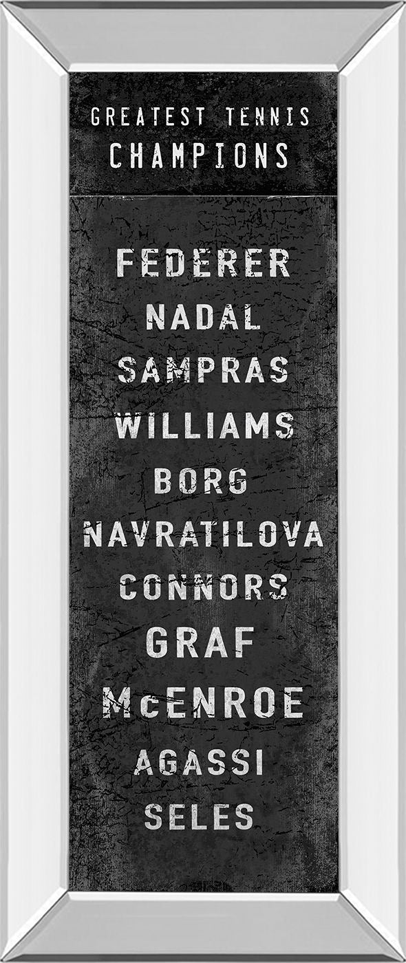The Greatest Tennis Champions By The Vintage Collection - Mirror Framed Print Wall Art - Black