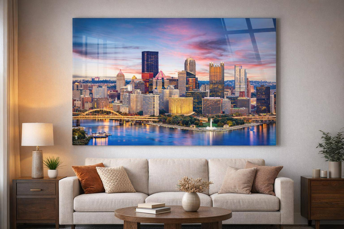 Steel City Glow Tempered Glass With Foil - Blue / Pink