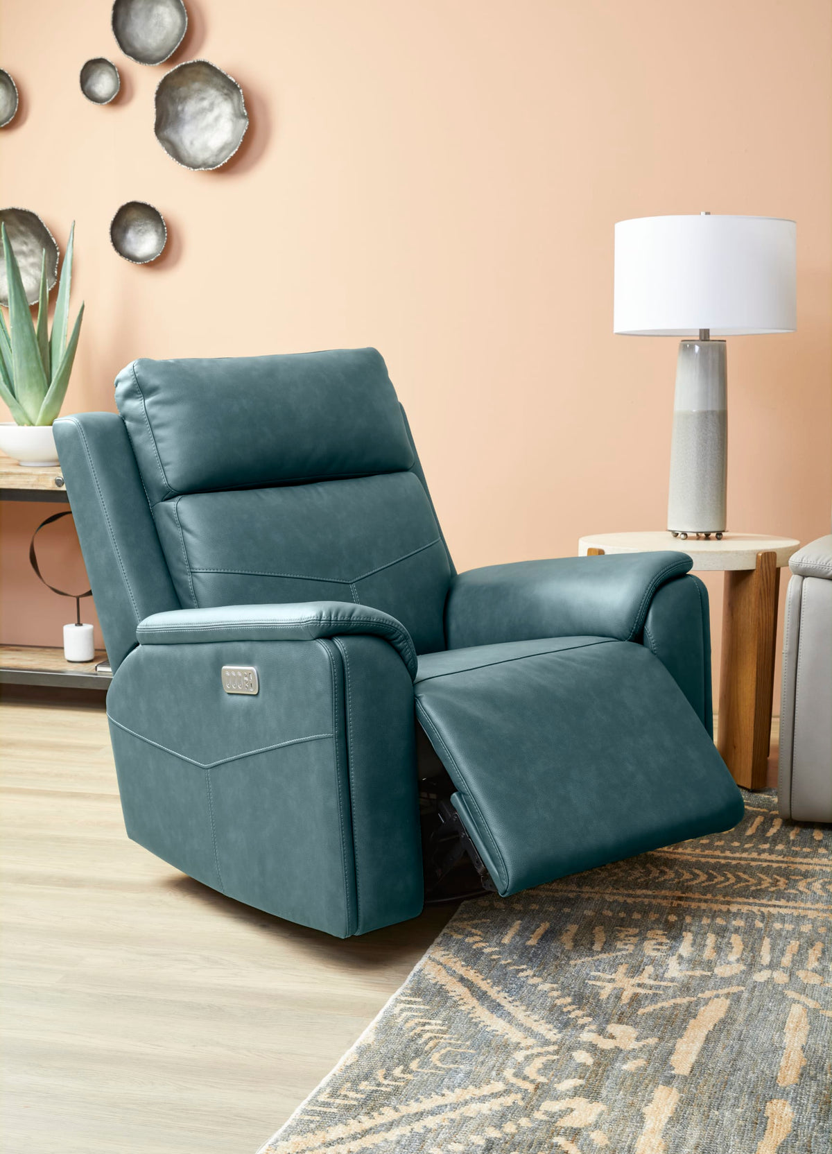Flexsteel Vernon Power Swivel Gliding Recliner with Power Headrest, Lumbar, Heat & Massage