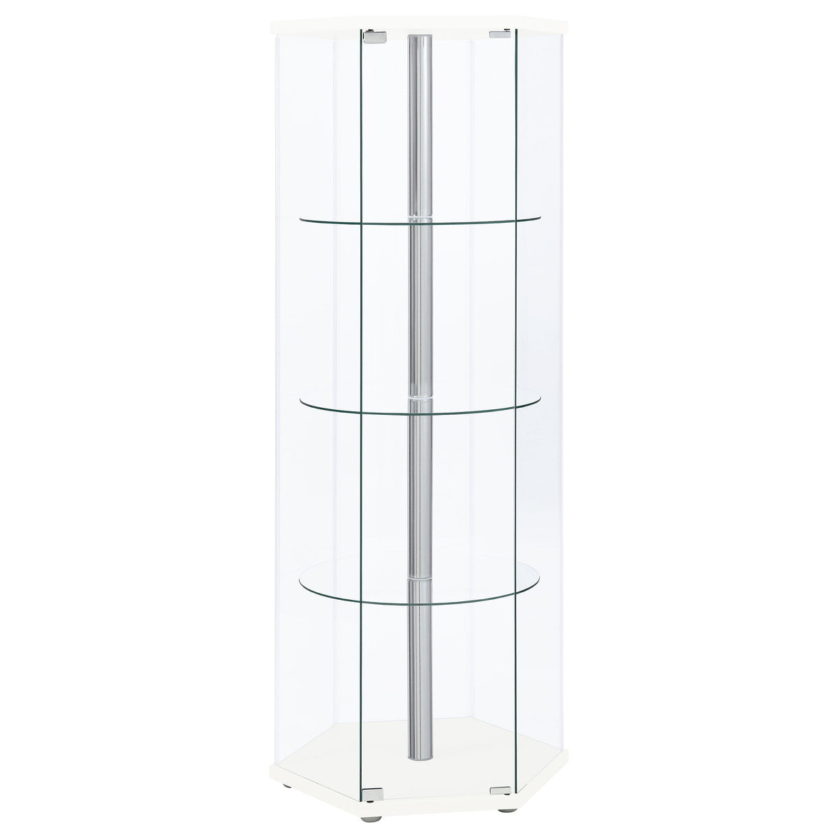 Zahavah 4-shelf Hexagonal Clear Glass Curio Cabinet