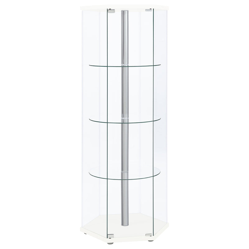 Zahavah 4-shelf Hexagonal Clear Glass Curio Cabinet