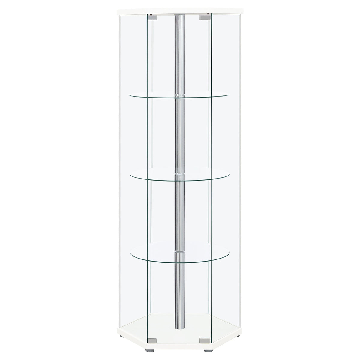 Zahavah 4-shelf Hexagonal Clear Glass Curio Cabinet