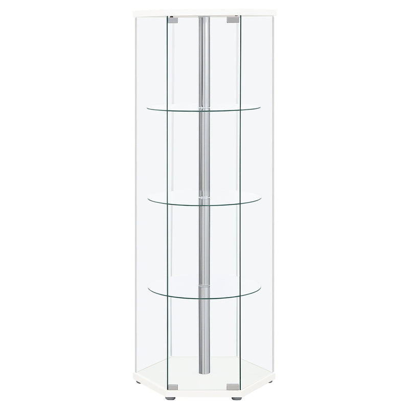 Zahavah 4-shelf Hexagonal Clear Glass Curio Cabinet