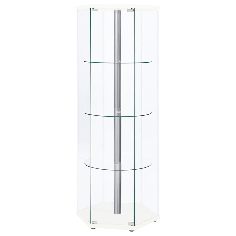 Zahavah 4-shelf Hexagonal Clear Glass Curio Cabinet