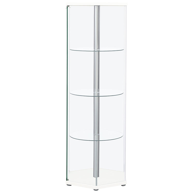 Zahavah 4-shelf Hexagonal Clear Glass Curio Cabinet
