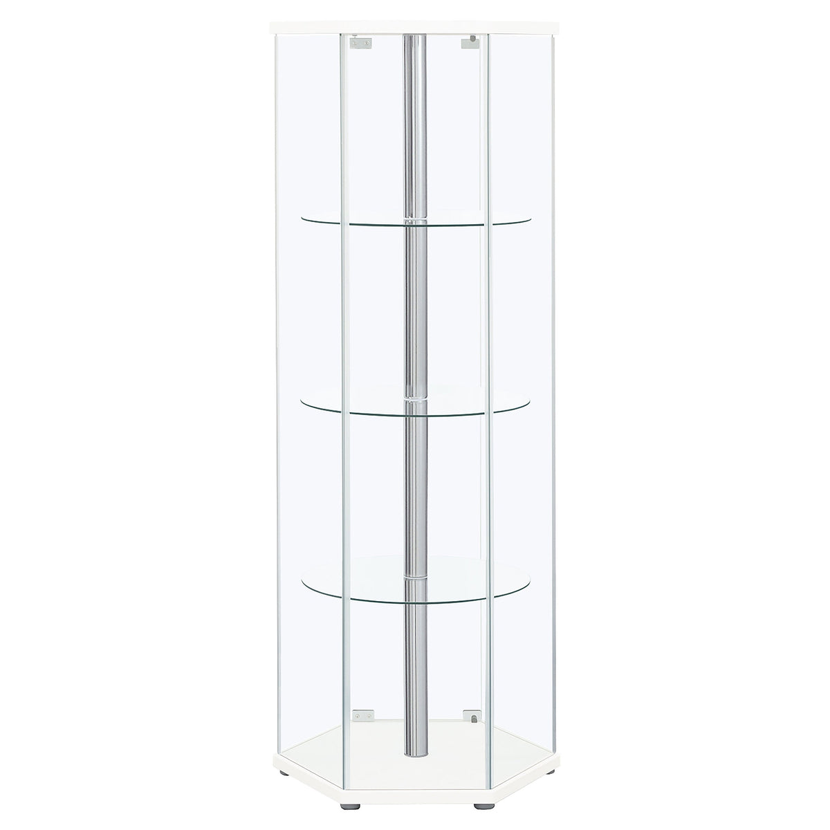 Zahavah 4-shelf Hexagonal Clear Glass Curio Cabinet