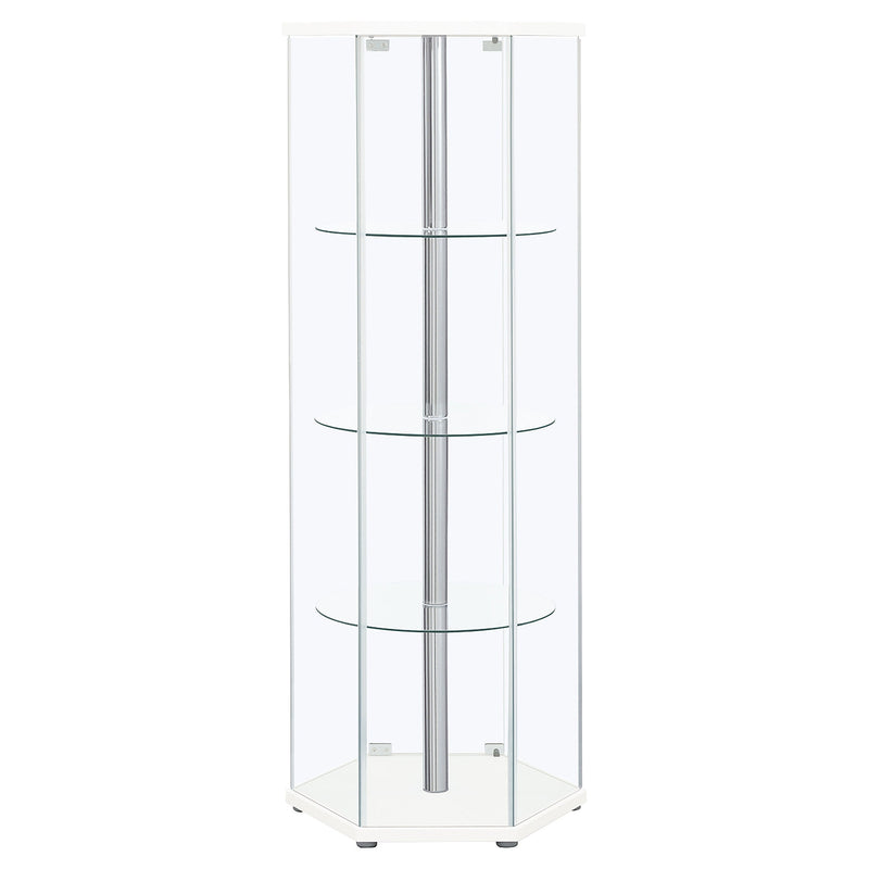 Zahavah 4-shelf Hexagonal Clear Glass Curio Cabinet