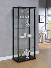 Delphinium 5-shelf Clear Glass Curio Display Cabinet Black Default Title