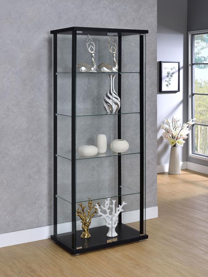 Delphinium 5-shelf Clear Glass Curio Display Cabinet Black Default Title