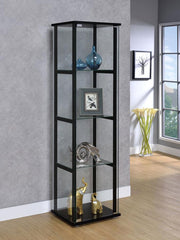 Cyclamen 4-shelf Clear Glass Curio Display Cabinet Black Default Title