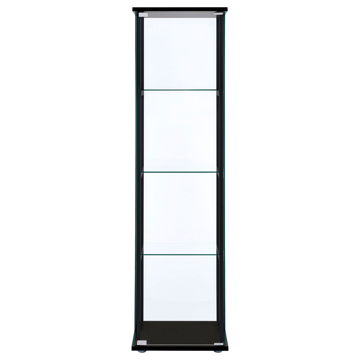 Cyclamen 4-shelf Clear Glass Curio Display Cabinet Black