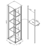 Cyclamen 4-shelf Clear Glass Curio Display Cabinet Black