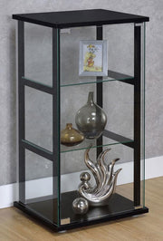 Cyclamen 3-shelf Clear Glass Curio Display Cabinet Black Default Title