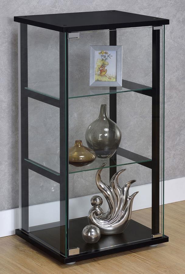 Cyclamen 3-shelf Clear Glass Curio Display Cabinet Black Default Title