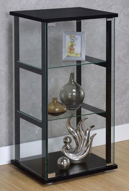 Cyclamen 3-shelf Clear Glass Curio Display Cabinet Black Default Title