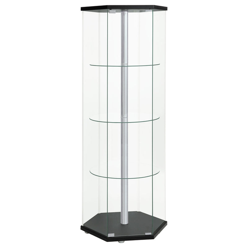 Zahavah 4-shelf Hexagonal Clear Glass Curio Cabinet