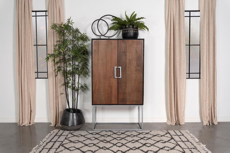 Borman 2-door Home Bar Cabinet Wine Storage Walnut and Black Default Title