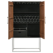 Borman 2-door Home Bar Cabinet Wine Storage Walnut and Black