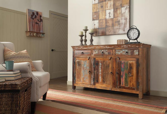 Harper 3-door Solid Reclaimed Wood Accent Cabinet Brown Default Title