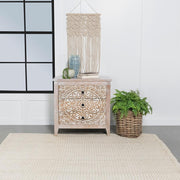 Mariska 3-drawer Wood Mandala Cabinet Distressed White Default Title