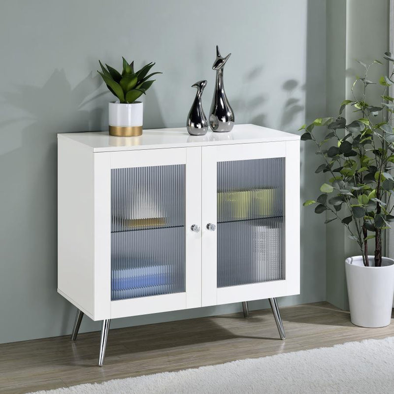 Nieta 2-door Engineered Wood Accent Cabinet White High Gloss Default Title