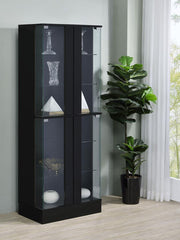 Cabra 4-door LED Curio Display Cabinet High Gloss Black High Gloss