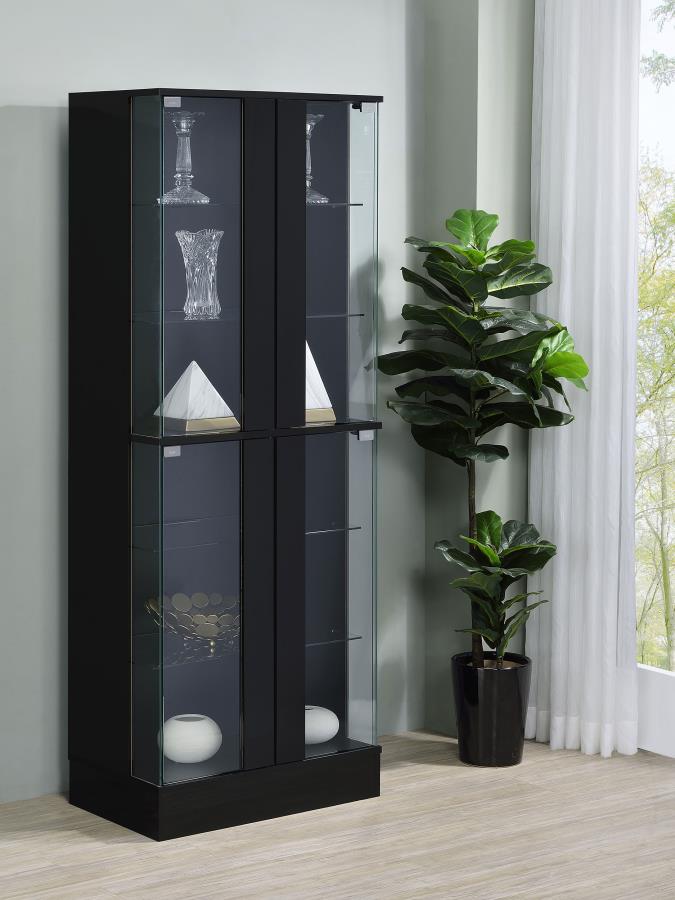Cabra 4-door LED Curio Display Cabinet High Gloss Black High Gloss