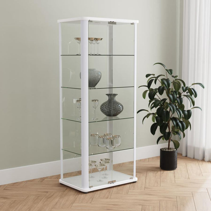 Aero 5-shelf Display Curio Cabinet with LED White