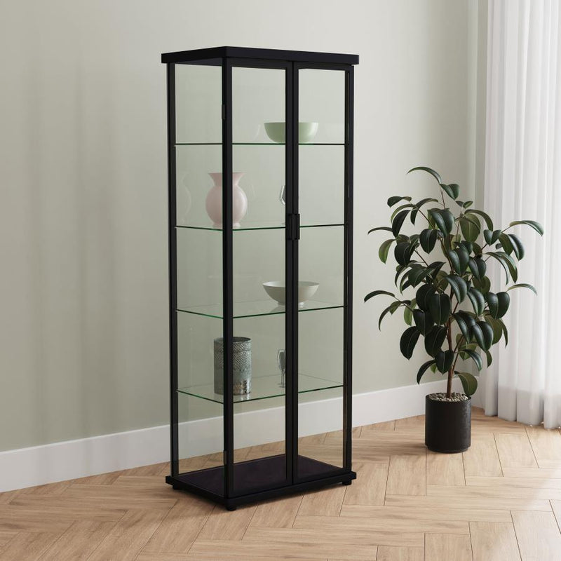 Aero 5-shelf Display Curio Cabinet with LED Black