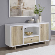 Dalton 2-door Storage Cabinet White and Distressed Pine Default Title