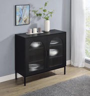 Jess 2-door Arched Fluted Glass Accent Cabinet Black Default Title