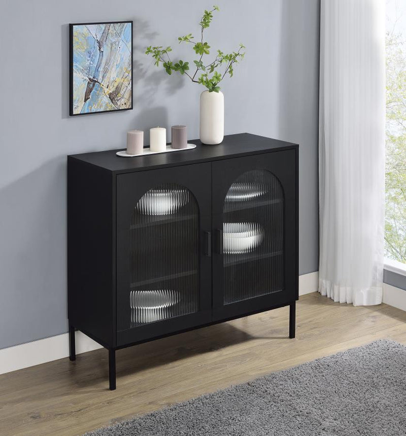 Jess 2-door Arched Fluted Glass Accent Cabinet Black Default Title