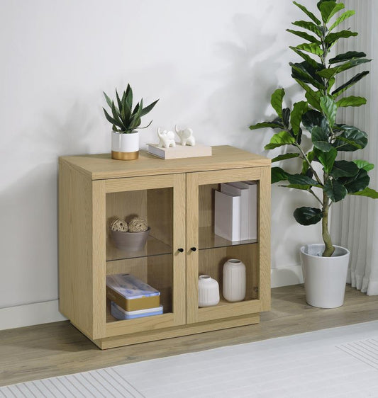 Tilbury 2-door Glass Front Accent Display Cabinet Light Oak Default Title