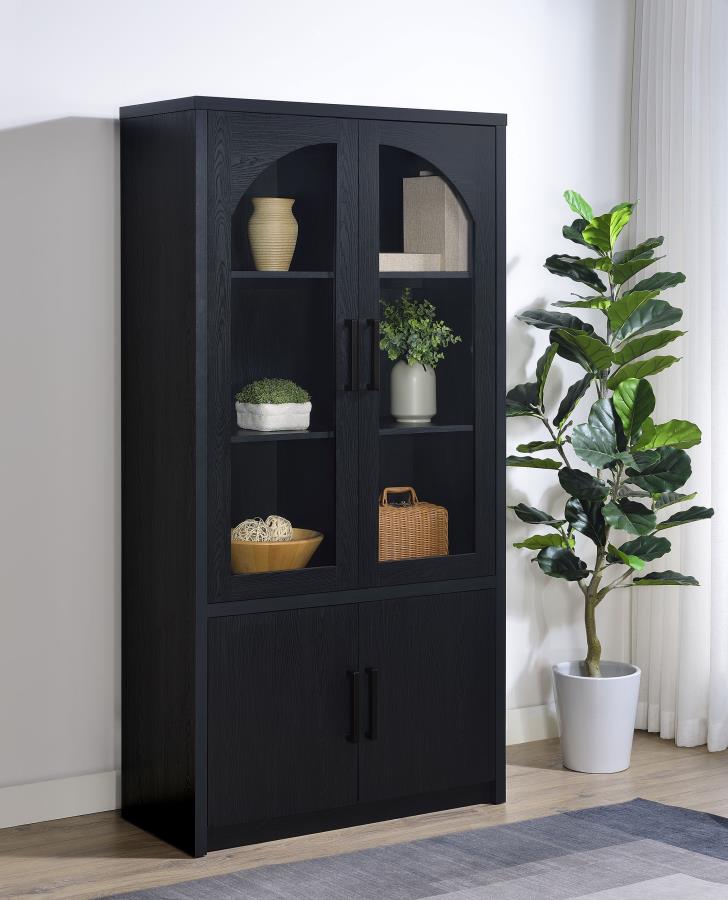 Riva 4-door Tall Accent Display Cabinet LED Lighting Black Default Title