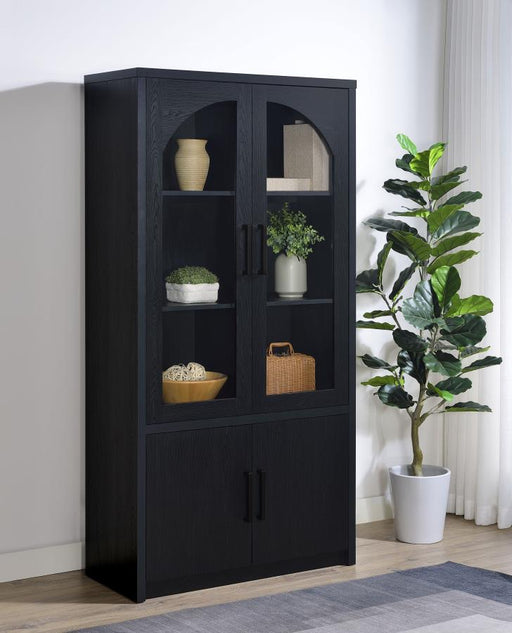 Riva 4-door Tall Accent Display Cabinet LED Lighting Black Default Title