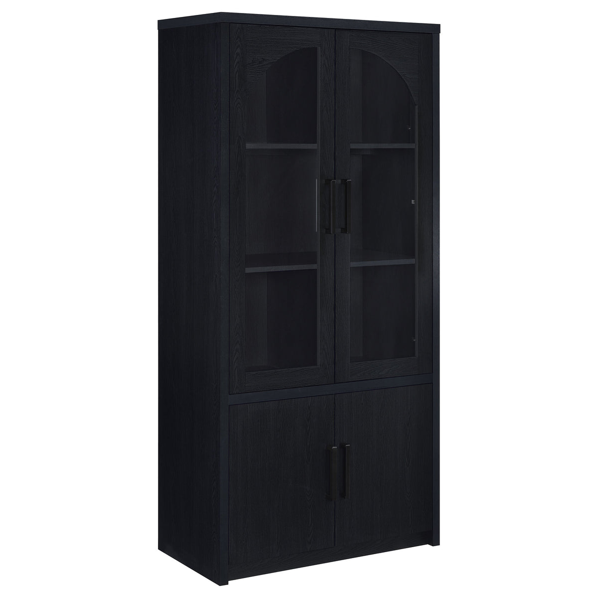 Riva 4-door Tall Accent Display Cabinet LED Lighting Black