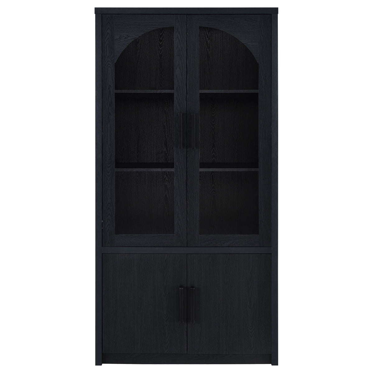 Riva 4-door Tall Accent Display Cabinet LED Lighting Black