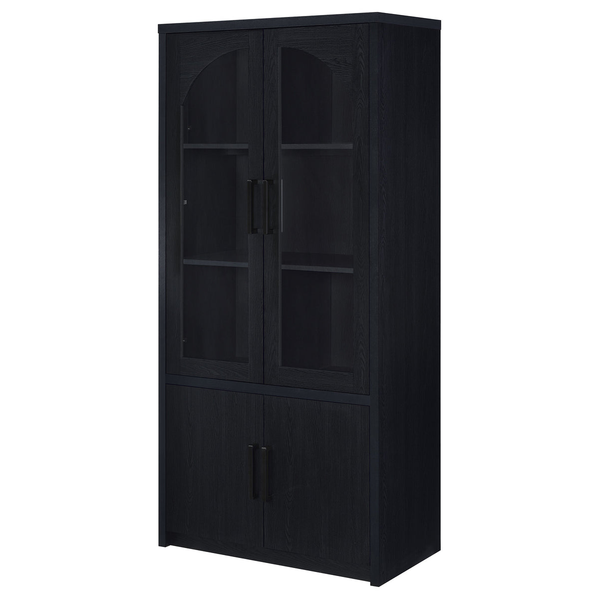 Riva 4-door Tall Accent Display Cabinet LED Lighting Black